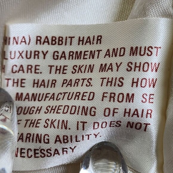 Vintage Elan Rabbit Fur Jacket Beige & Camel Striped Pattern Warm Soft Small S - Picture 6 of 15